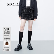 MO&Co.半身裙重工珠片疊繡派對風高腰包臀迷你短裙內(nèi)襯短褲摩安珂 黑色-第2批 XS 155