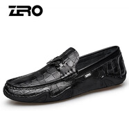 零度尚品zero官方休閑鞋男鞋新品皮鞋柔軟舒適豆豆鞋潮流男士商務(wù)休閑 黑色 38