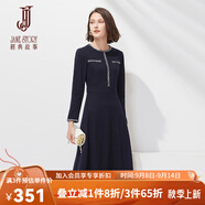 經(jīng)典故事（JANE STORY）名媛小香風(fēng)羊毛連衣裙女早春2024新款高端設(shè)計(jì)感打底呢子中長裙 M05 深藍(lán)色 L