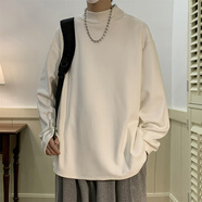閃爆冬季新款港風(fēng)德絨打底衫半高領(lǐng)針織衫純色百搭 白色 M