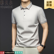 雅戈爾高端無(wú)痕桑蠶絲短袖T恤男士夏季商務(wù)休閑純色免燙POLO衫潮 米咖-雙條紋領(lǐng) YGR-86101 XL 52