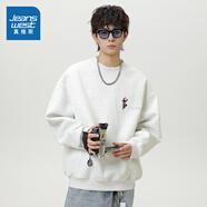 真維斯（Jeanswest）真維斯男裝寬松休閑繡花衛(wèi)衣 2025秋季新品 時(shí)尚男式圓領(lǐng)上衣D4 淺花灰2080 M 170/88A