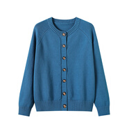 外套純棉開(kāi)衫女圓領(lǐng)純色外套2025新款寬松長(cháng)袖毛衣 普藍色 厚款 純棉不起球 M 建議85-115斤