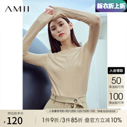 AMII七夕禮物2025秋冬簡潔通勤基礎(chǔ)款百搭半高領(lǐng)修身毛衣女顯瘦長袖 花駝 L