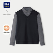 海瀾之家（HLA）針織衫男士25秋冬新輕商務(wù)經(jīng)典假兩件加絨加厚毛衣男中老年爸爸裝 藏青20【加絨加厚V領(lǐng)】 M 170/88A 推薦125~136斤