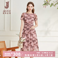 經(jīng)典故事（JANE STORY）歐式田園風雪紡連衣裙女夏季2025新款高端精致修身小個子茶歇裙 A63灰粉色 XL