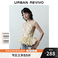 UR2025秋季新款女裝法式碎花掛脖系帶花苞吊帶衫UWG250176 米白印花 S