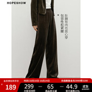 紅袖垂感顯瘦休閑褲秋季2024新款女裝天鵝絨松緊腰運(yùn)動風(fēng)百搭直筒長褲 深橄欖綠373 S