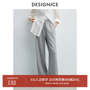 迪賽尼斯（DESIGNICE）2024年春季新款通勤風(fēng)簡約寬松高腰衛(wèi)褲百搭黑色休閑褲女 灰色 M