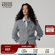 Teenie Weenie【趙露思同款】小熊女裝復古寬松綿羊毛絞花針織開衫 A-灰色 S (160)