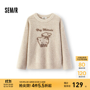 森馬（Semir）毛衣女冬季oversize小羊落肩2025新款溫柔甜美可愛(ài)慵懶套頭衫 白色調(diào)00311 L