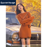 Gunnar Hauge包臀裙緊身連衣裙毛線(xiàn)衣針織連身裙矮小個(gè)子連體裙橘色秋冬內搭慵 橘色版 L 建議105-115斤