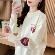 以純（YISHion）設計感毛衣女秋冬季2024新款寬松韓版小個(gè)子洋氣針織打底衫上衣服 杏色高質(zhì)量 M (適合80-110斤)