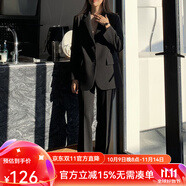 梵奧格（FANAOGE）春秋大學(xué)生面試職業(yè)裝時(shí)尚西服西裝氣質(zhì)套裝正裝女套裝高端工作服 春秋款_黑色2件套_外套+長(zhǎng)褲 帶墊肩 2XL 【推薦129-145斤】 急件當(dāng)日發(fā)-聯(lián)系客服可順豐