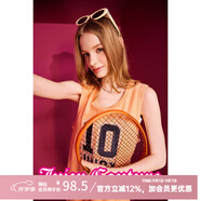 JUICY COUTURE橘滋25夏款完美球員甜美運動(dòng)刺繡背心裙休閑A字無(wú)袖圓領(lǐng)連衣裙女 橘色 XL