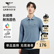 七匹狼男士長(cháng)袖T恤男秋冬翻領(lǐng)挺括休閑商務(wù)打底男士上衣polo衫 109(天藍)1D1D50605888 L 170/88A