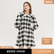 moussy&sly冬季新款日系格紋海軍領(lǐng)收腰少女連衣裙女038FAZ33-4570 混合黑色027 S