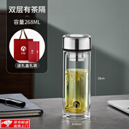 茶馬仕雙層玻璃杯防燙男女車(chē)載加厚單層泡茶水杯子定制 268ml 雙層【斜角鋼蓋+禮盒o