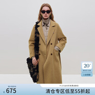 范思藍恩韓系氣質(zhì)黃色雙面呢子大衣女中長(cháng)款西裝羊毛呢外套4147 麥穗黃 XS