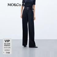 MO&Co.【美拉德】含綿羊毛簡(jiǎn)約高腰西褲休閑褲附雙腰帶摩安珂 黑色-第2批 S 160