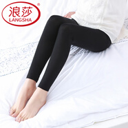 浪莎（LangSha）打底褲九分褲外穿春秋季高腰顯瘦保暖無(wú)縫一體彈力褲 黑色 九分薄絨褲 1條 均碼 建議80至145斤