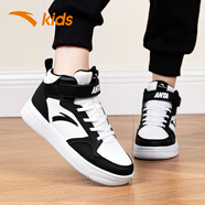 安踏（ANTA）童鞋男童小白鞋中大童板鞋秋季小學(xué)生白鞋男女兒童百搭休閑鞋 [高幫]白黑8004-5 33