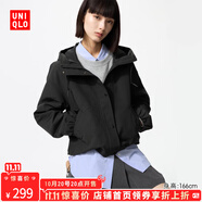 優(yōu)衣庫【加購】女裝休閑連帽短外套/時(shí)尚百搭479229 09 黑色 XS /150/76A