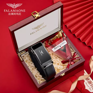 法莎尼亞正品法萊亞曼尼腰帶男士高檔品牌真皮2025新款皮帶男款男潮年輕人 PD6170P槍色實(shí)木禮盒+花順豐包郵 105cm