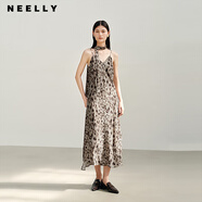 NEELLY納儷商場(chǎng)同款秋新款復古豹紋潮流吊帶連衣裙女個(gè)性百搭長(cháng)裙 豹紋花 S