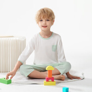 大嘴猴（paul frank）夏季兒童萊賽爾天絲短袖家居服套裝七分袖t恤空調(diào)服2件套 115B松石綠-七分袖套裝萊賽爾天絲 140 cm