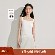 茵曼（INMAN）條紋方領(lǐng)針織吊帶小背心2025夏季女裝新款短款修身百搭上衣 白色 XL
