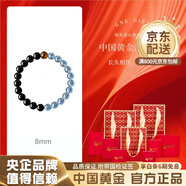 中國黃金玉髓狐貍面具守護靈狐新中式吊墜項鏈父親節禮物送女友 8mm黑曜石藍玉髓虎眼石手串