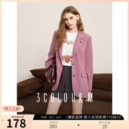 三彩2025秋季新款燈芯絨西裝外套單排扣復古小西服墊肩寬松休閑M 櫻花粉 M