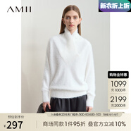 AMII開(kāi)學(xué)季換新裝2025冬季新款奢柔溫暖交疊高領(lǐng)仿貂絨蝙蝠袖毛衣女寬 奶油白 160/84A/M