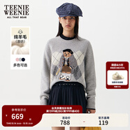 Teenie Weenie小熊女裝針織衫2025秋季新款菱形格提花合身圓領(lǐng)毛衣 灰色 M