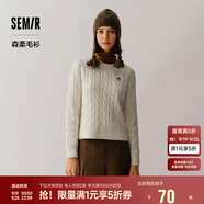 森馬（Semir）森柔毛衫|毛衣女絞花溫柔寬松2024冬圓領(lǐng)刺繡套頭衫109724107002