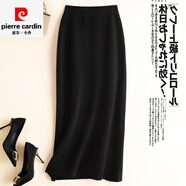 皮爾卡丹品牌100羊毛文藝半身裙女秋冬包臀長(cháng)裙針織冬季女款裙子2025新款 黑色 S