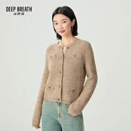 深呼吸DEEP BREATH女裝復(fù)古蔥紗小香風(fēng)針織開衫女A400677 卡其 S (2)