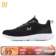 361°361度男鞋 2022年春夏季新款跑步鞋網(wǎng)面休閑運(yùn)動(dòng)鞋 烏黑色/361度白 44