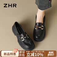 ZHR樂(lè)福鞋女軟底百搭網(wǎng)面透氣單鞋女英倫風(fēng)粗跟女鞋 FTEP06E 黑色 37