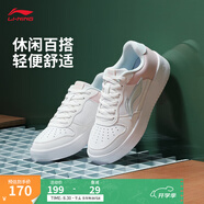李寧板鞋女鞋百搭透氣小白鞋耐磨運(yùn)動(dòng)休閑鞋 【浮舟】云霧白/淺粉色420-4 38