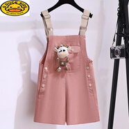 G.duck韓版現貨女童夏裝套裝2025新款兒童洋氣夏季中大童短袖背帶褲兩件 女童夏裝粉色背帶褲 150