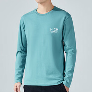 以純（YISHion）男士t恤上衣服重磅潮牌潮流純棉長(zhǎng)袖打底衫男裝2024新款秋季體恤 長(zhǎng)袖/HIGH湖藍(lán)色 M