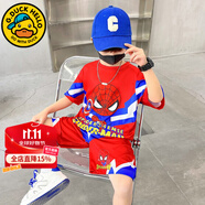 G.DUCKKIDS童裝男童夏裝套裝時髦蜘蛛俠衣服兒童夏季套裝卡通短袖兩件套男孩 紅色 110 建議身高100-110cm年齡4-5