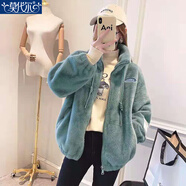 莫代爾毛絨絨外套女2025秋冬季年輕款保暖寬松仿獺兔毛大衣短款加厚棉服 藍色 M 建議100-115斤