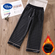 迪士尼（Disney）女童褲子冬季加絨加厚格子闊腿褲兒童寬松洋氣中大童保暖直筒冬褲 120cm 110-120厘米 均碼 0807格子褲