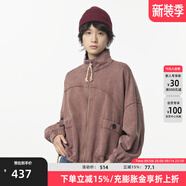 幻走（MOVEUP）2024冬季新款.FUN系列純棉復(fù)古織嘜跳點棉繩短款外套女 棕紅 M