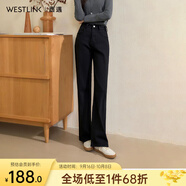 西遇（Westlink）西遇韓系氣質(zhì)牛仔褲女2025秋季新款高腰顯瘦直筒褲窄版闊腿褲長褲 黑色 L (28)