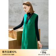 顏域V領(lǐng)無(wú)袖毛呢連衣裙女2025新款冬時(shí)尚寬松氣質(zhì)呢子裙子 綠色 L/40