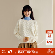 森馬毛衣女冬寬松時尚氣質(zhì)圓領(lǐng)針織衫優(yōu)雅千鳥格套頭衫女裝內(nèi)搭 白色調(diào)00311 L